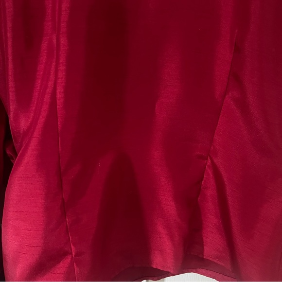 JM Collection Red Wrap Blouse - Picture 4 of 4